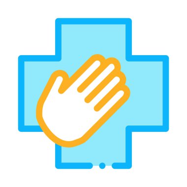 Tıbbi el ikonu vektörü. Tıbbi yardım el işareti. renk sembolü çizimi