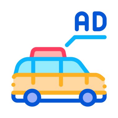 Araba simgesi vektörünün reklamı. Araba tabelasındaki reklam. renk sembolü çizimi
