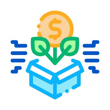 Para ağacı ikon vektörü yetiştiriyor. Para ağacı büyüyen tabela. renk sembolü çizimi