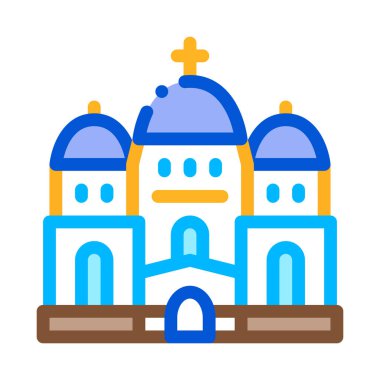 Kubbe ikon vektör anahatlı Hıristiyan tapınağı çizimi