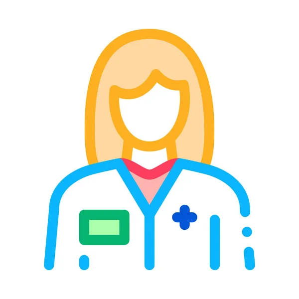 Mujer médico icono vector esquema ilustración — Vector de stock