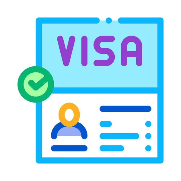 Visa-Dokument Bestätigung Symbol Vektor Umriss Illustration — Stockvektor