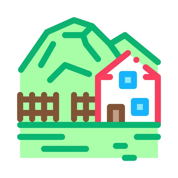 Highlands dorp icoon vector overzicht illustratie — Stockvector