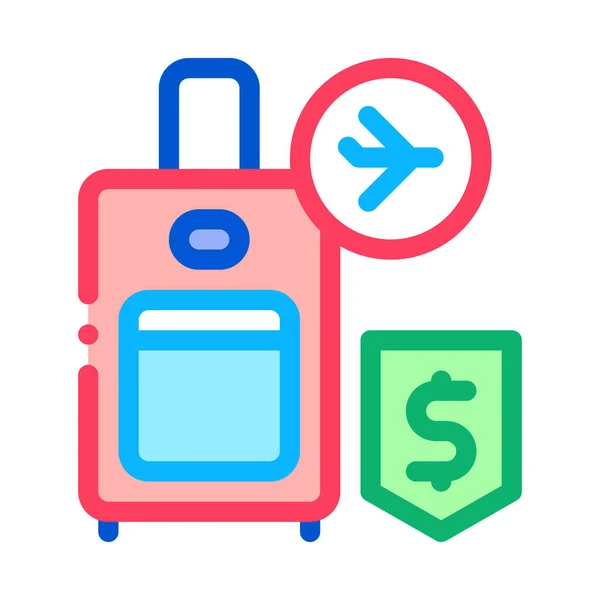 Aankoop koffers met handvat duty free pictogram vector overzicht illustratie — Stockvector