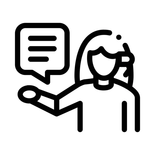 Vrouw verbale hulp door telefoon pictogram vector overzicht illustratie — Stockvector