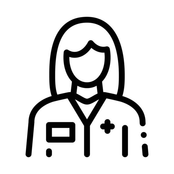 Vrouw arts pictogram vector overzicht illustratie — Stockvector