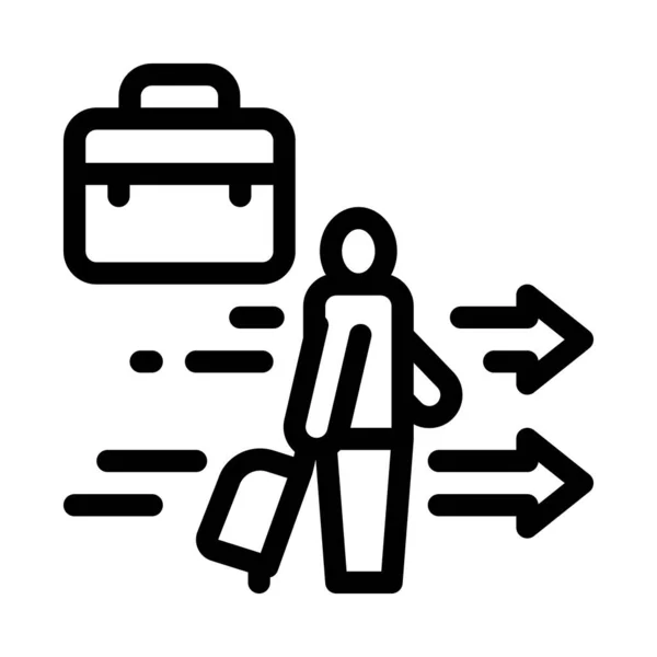 Mann mit Business-Koffer Icon Vektor Umriss Illustration — Stockvektor