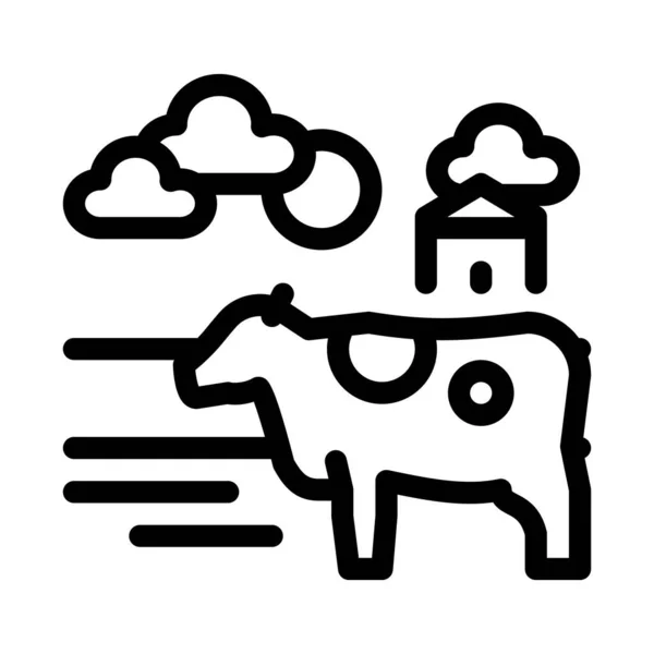 Vaca manchada no ícone da aldeia ilustração do contorno do vetor —  Vetores de Stock