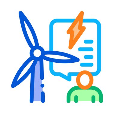 Rüzgar enerjisi ikon vektör özeti çiziminin faydaları hakkında düşündüm