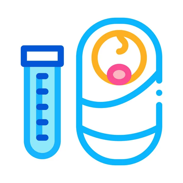 Test tube and baby icon vector outline illustration — Stock Vector