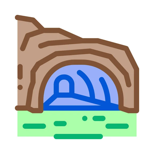Montaña cueva garganta icono vector contorno ilustración — Vector de stock