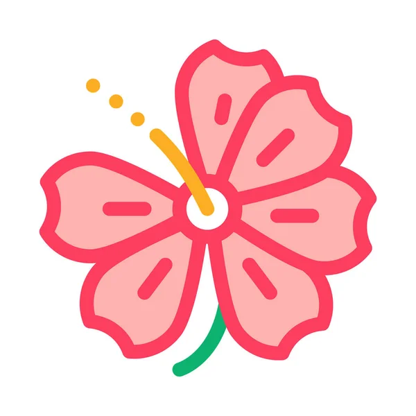 Hibiscus flower icon vector outline illustration — Stock Vector