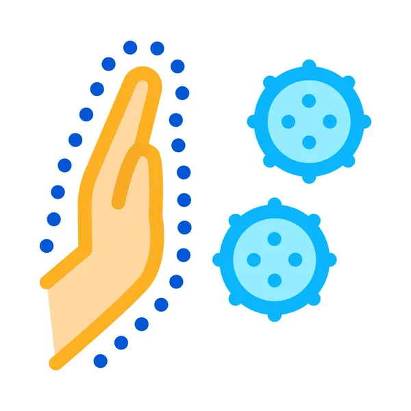 Mano parada virus icono vector esquema ilustración — Archivo Imágenes Vectoriales