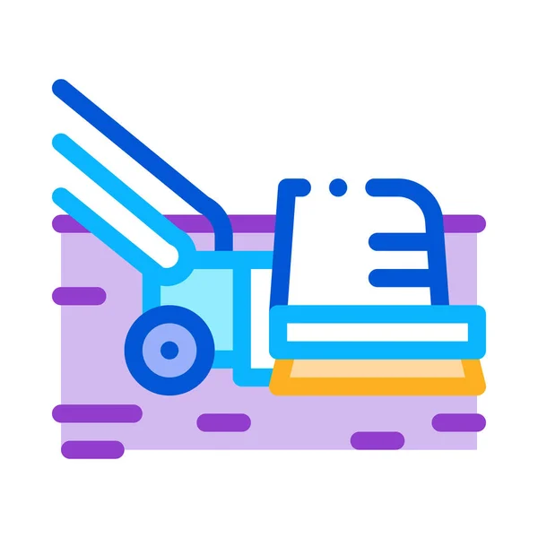 Cleaning brush on wheels icon vector outline illustration — Stock Vector