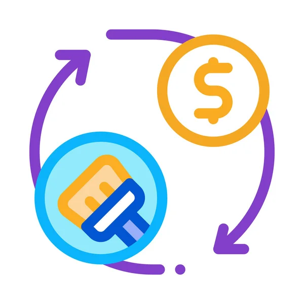 Ciclo de limpeza e ícone de dinheiro ilustração esboço do vetor — Vetor de Stock