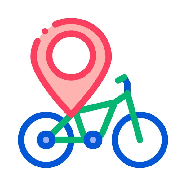 Geolocalización bicicleta icono vector esquema ilustración — Vector de stock