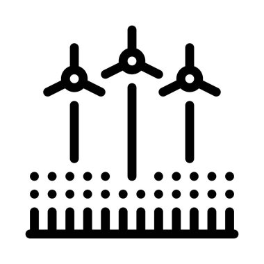 Rüzgar enerjisi teknisyenleri ikon vektör taslağı çizimi