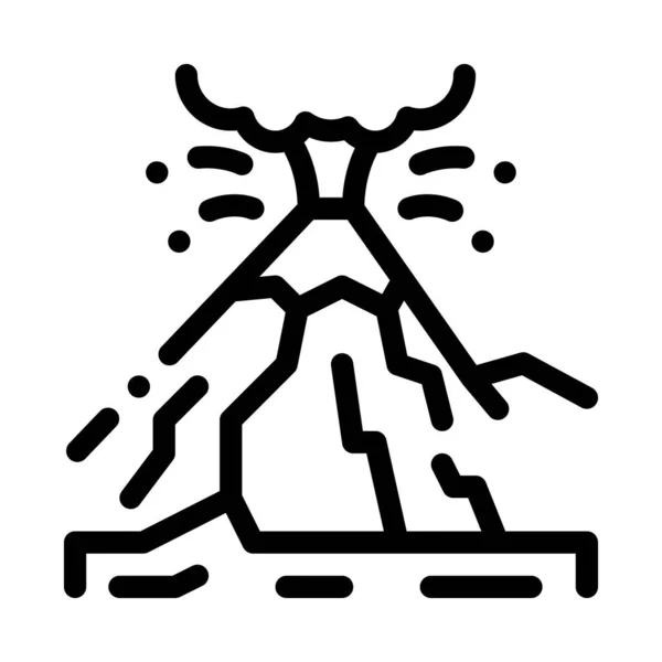 Illustration vectorielle de contour d'icône d'éruption de montagne — Image vectorielle