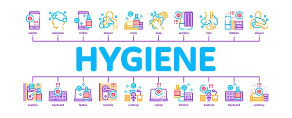 Infografica minima igienica e sanitaria Banner vettoriale — Vettoriale Stock