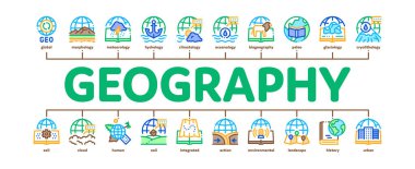Coğrafya Eğitimi Minimum Infographic Banner Vektörü