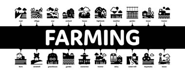 Farming Landscape Minimal Infographic Banner Vector clipart