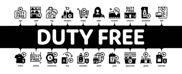 Duty Free Shop Store Vector de banner de infografía mínima — Archivo Imágenes Vectoriales