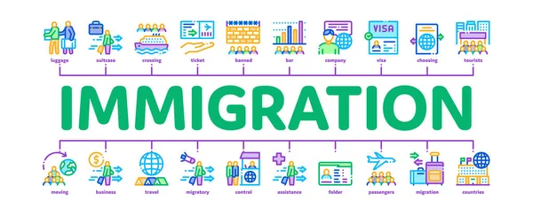Immigratie vluchteling Minimale Infographic Banner Vector — Stockvector
