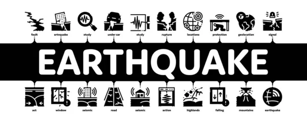 Vecteur minime d'infographie de bannière de catastrophe de tremblement de terre — Image vectorielle