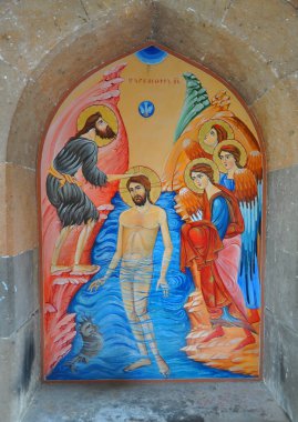 VAGASHAPAT, ARMENIA - 13 Ekim 2016: Manastır hücrelerinin inşasında bir oyuk çizmek. Echmiadzin Manastırı