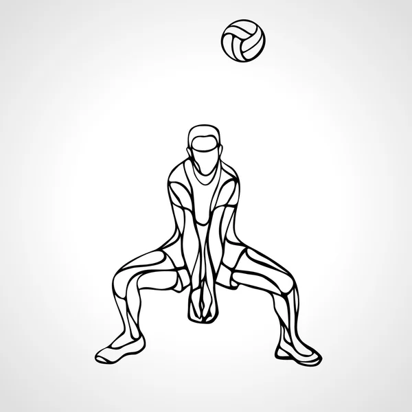 Jugador de voleibol silueta contorno — Vector de stock