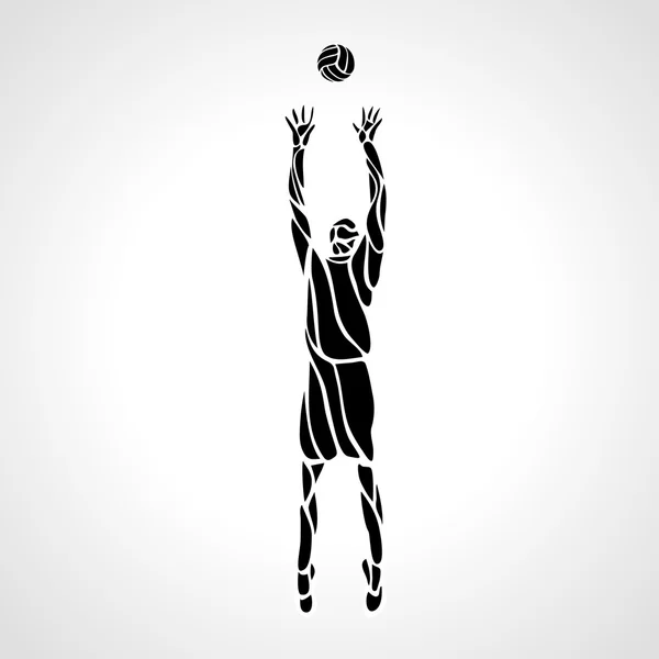 Volleyball setter silhouette, vector illustration — Stock Vector