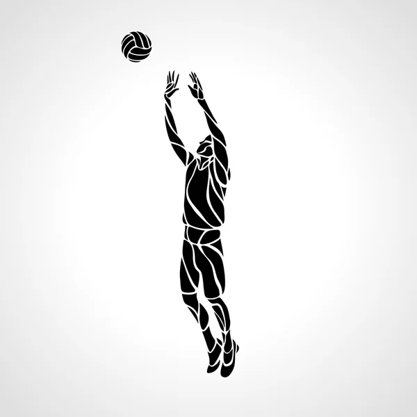 Volleybal setter silhouet, vectorillustratie — Stockvector