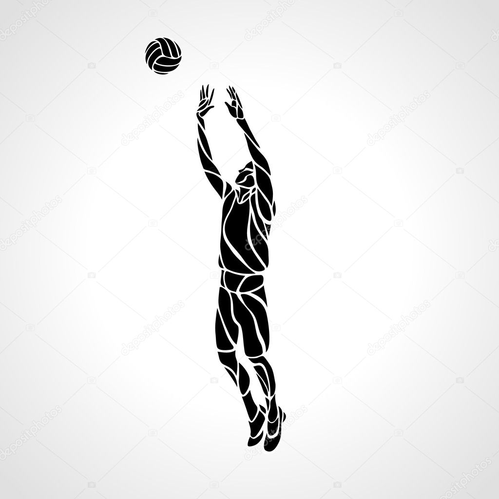 Volleyball setter silhouette, vector illustration — Stock Vector