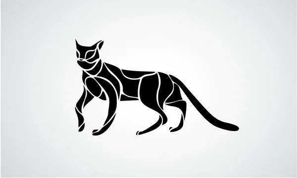 Silueta abstracta de gato negro — Vector de stock