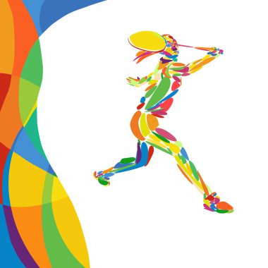 Badminton oyuncu ile soyut renkli desen