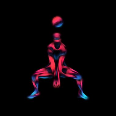 Voleybol oyuncusu neon siluet. Kazıcı pozisyon