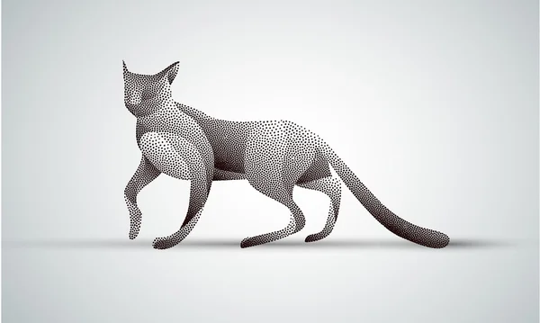 그라데이션 동물 로고 디자인입니다. 점각 고양이 실루엣 — 스톡 벡터
