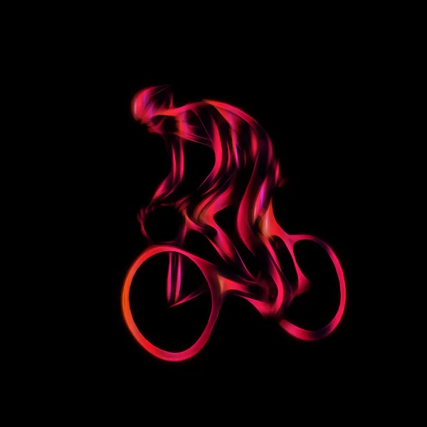 Ciclista en una carrera en bicicleta sobre fondo negro —  Fotos de Stock