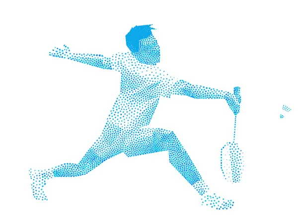 Stippled dots professional badminton player. Vector illustration — Stock Vector