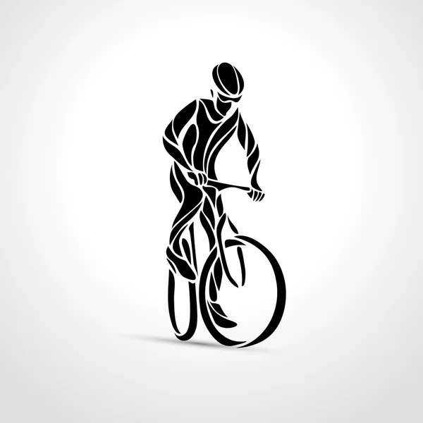 Abstract silhouette of bicyclist. Black bike cyclist logo — Stock Vector