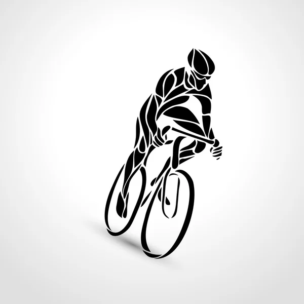 Abstract silhouette of bicyclist. Black bike cyclist logo — Stock Vector