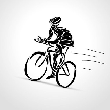 Bisikletçi soyut silüeti. Siyah bisiklet bisikletçi logosu
