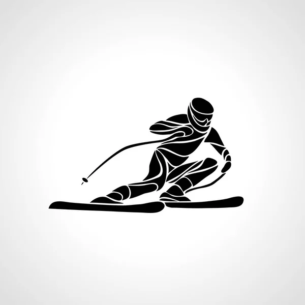 Storslalom skidåkare siluett. Vektor illustration — Stock vektor