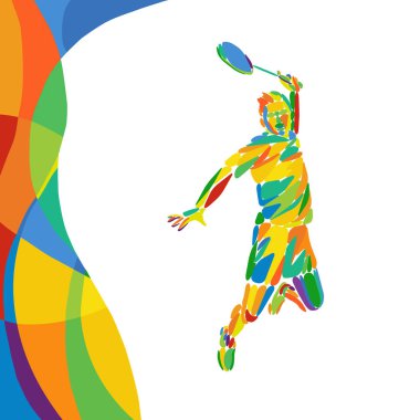 Yaz oyunları Badminton oyuncu ile renkli desen soyut