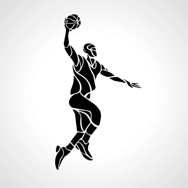 Jugador de baloncesto. Silueta Slam Dunk — Vector de stock