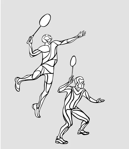 Mens dobra jogadores de badminton. Ilustração vetorial — Vetor de Stock