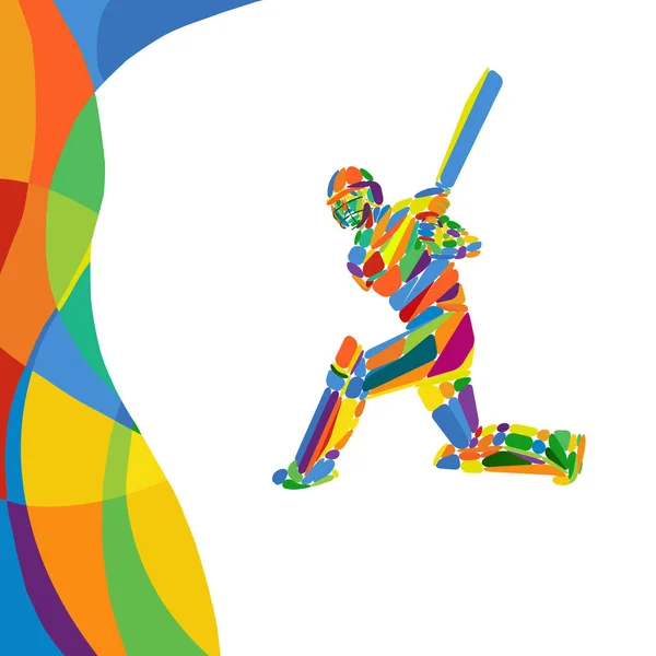 Abstracte cricket speler vectorillustratie kleur — Stockvector