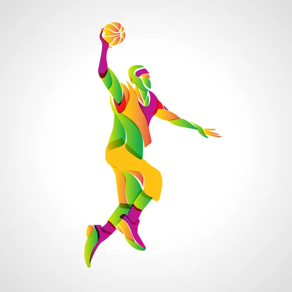 Basketbal speler jump shot. Vectorillustratie — Stockvector