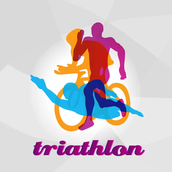 Couleur logo plat triathlon. Chiffres vectoriels triathlètes — Image vectorielle