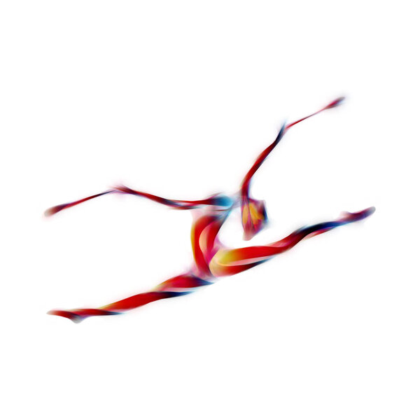 Creative silhouette of gymnastic girl. Art gymnastics flexible girl